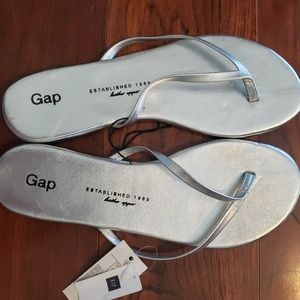 Silver flip flop sandals